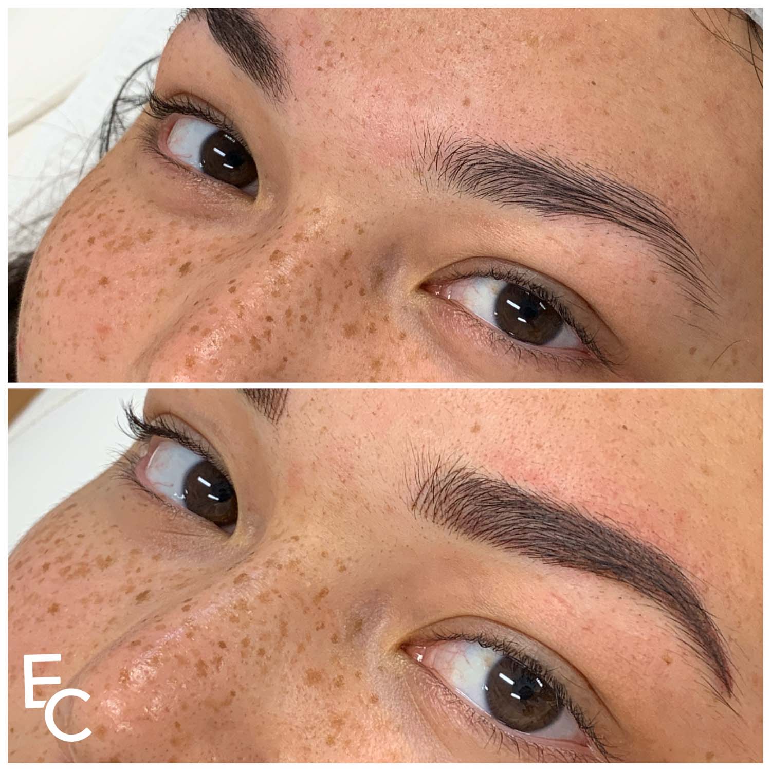 eyebrow feathering before and after