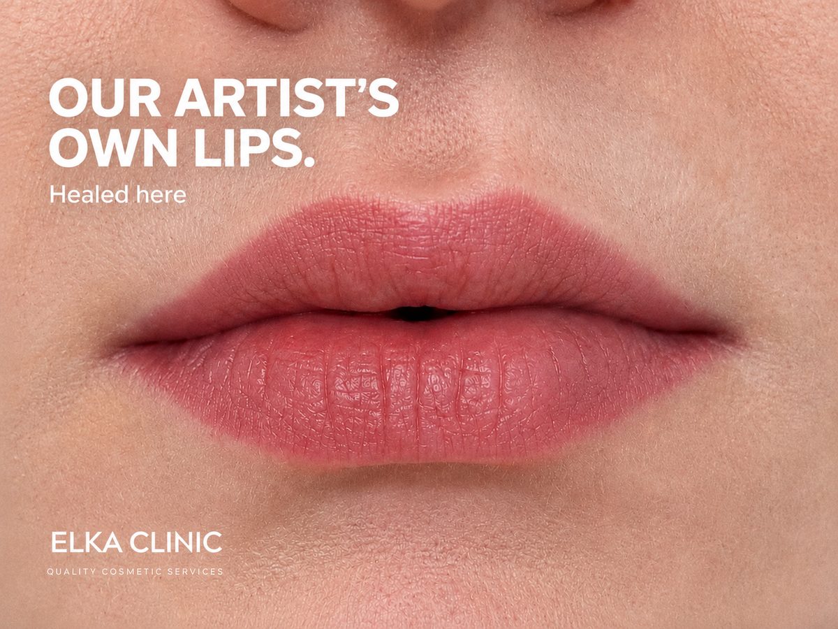 Healed lip blush on our own artist's lips at ELKA CLINIC Perth