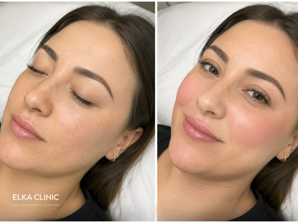 Before and after cheek blush tattoo treatment at ELKA CLINIC